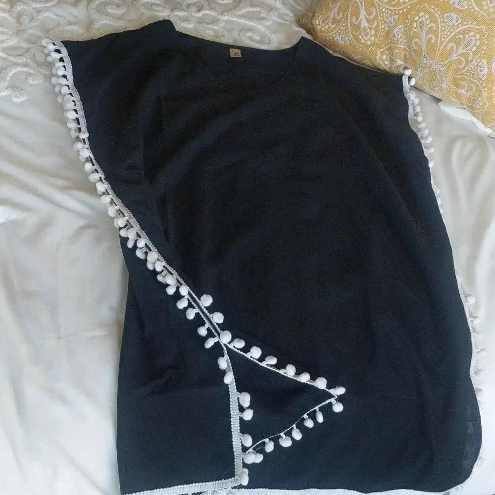 Black and White Lightweight Swimsuit Cover Up